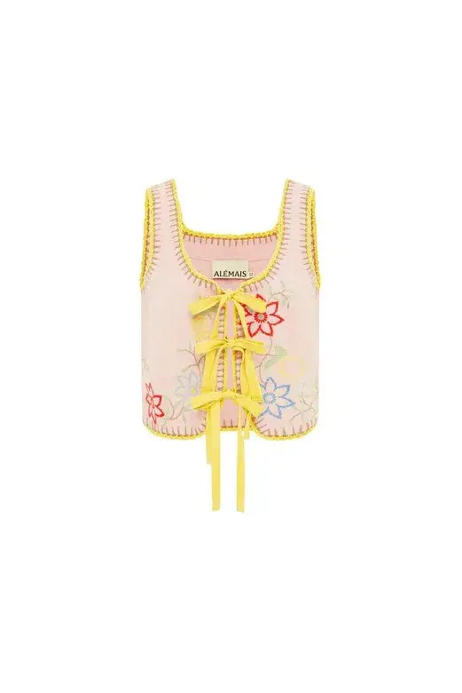 Alémais Olivia Embroidered Pant and Top Pink Size AU 16 - Image 6