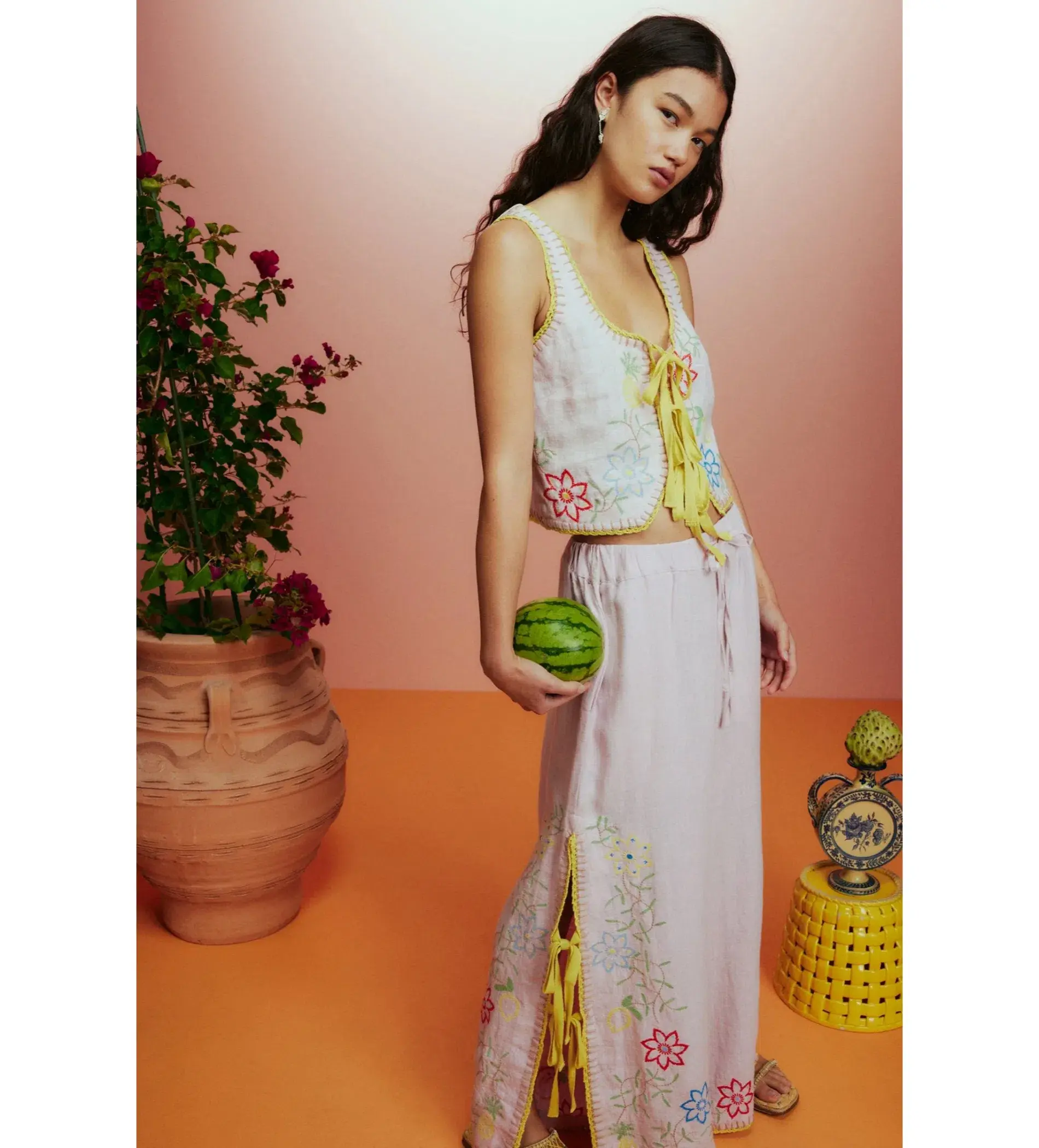 Alémais Olivia Embroidered Pant and Top Pink Size AU 16 - Image 2