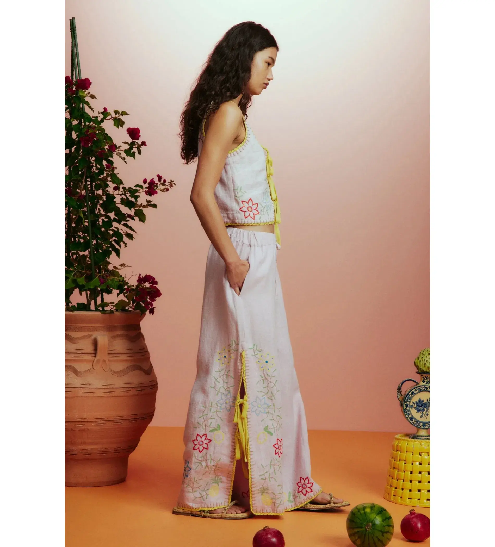 Alémais Olivia Embroidered Pant and Top Pink Size AU 16 - Image 3