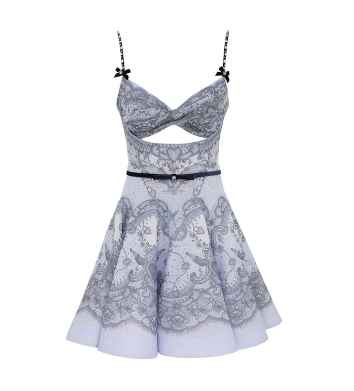 Zimmermann Crush Twist Front Mini Dress in Blue Lace Print Size 1 / AU 10 - Image 3