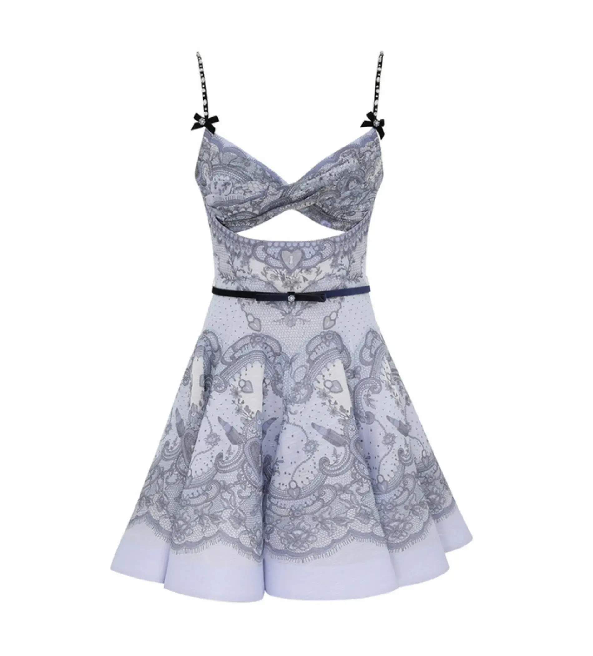Zimmermann Crush Twist Front Mini Dress in Blue Lace Print Size 1 / AU 10 - Image 3
