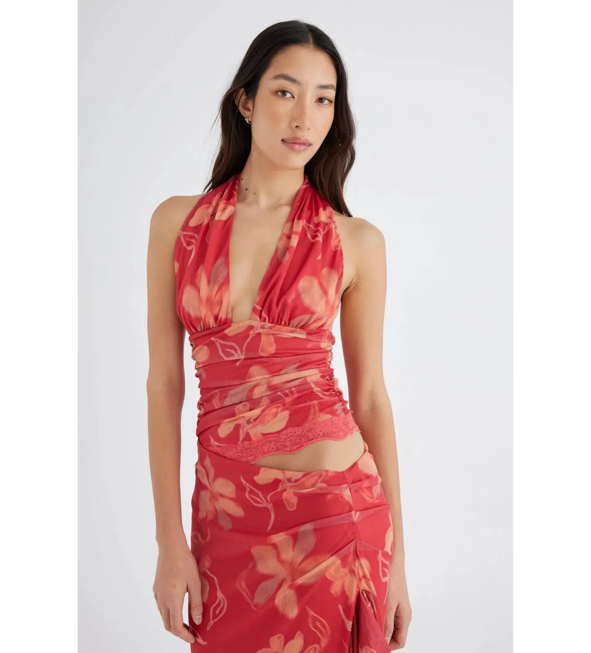 Benni Penelope Halter Maxi Dress Hibiscus Floral Size AU 8 - Image 2