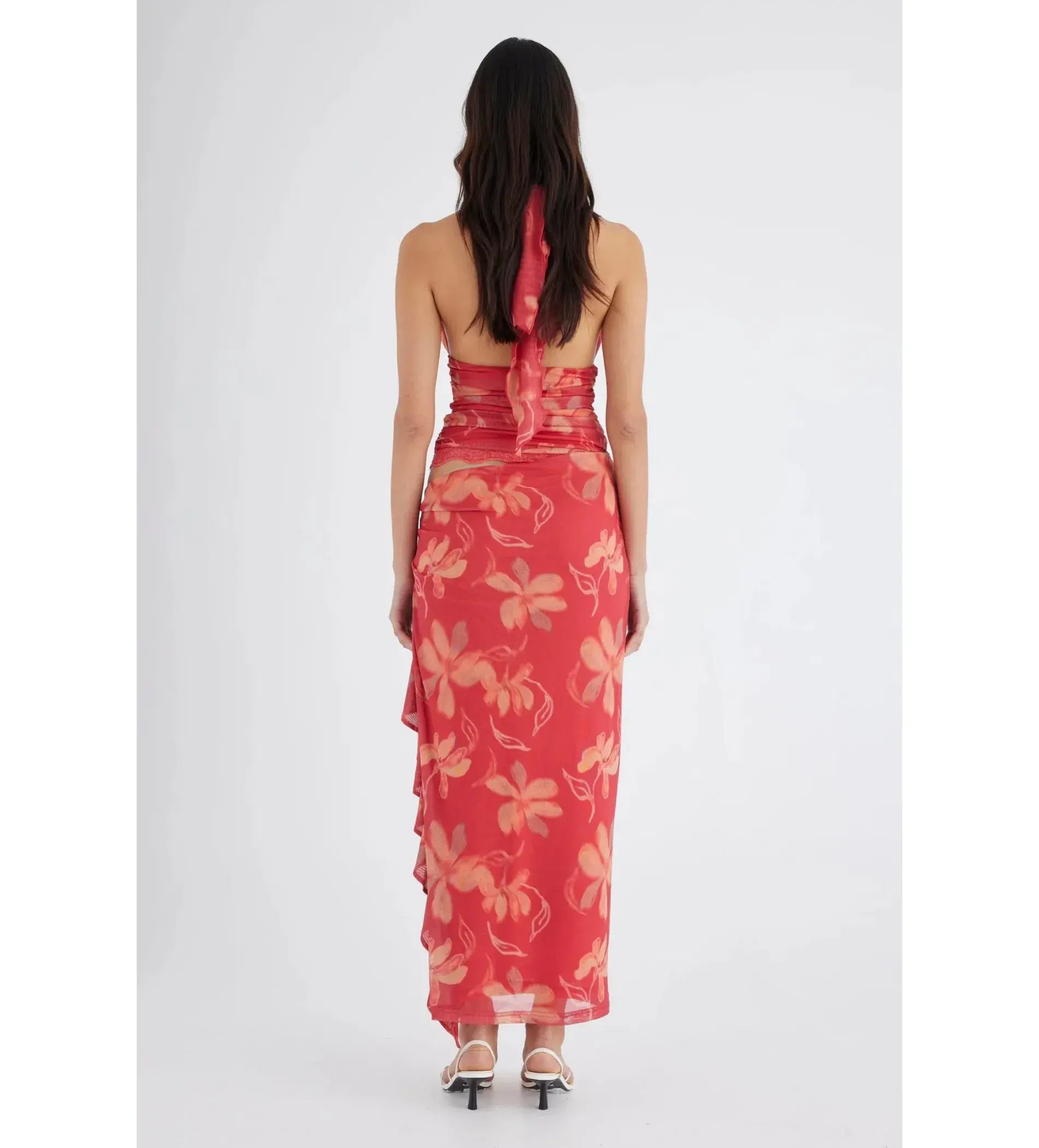 Benni Penelope Halter Maxi Dress Hibiscus Floral Size AU 8 - Image 3