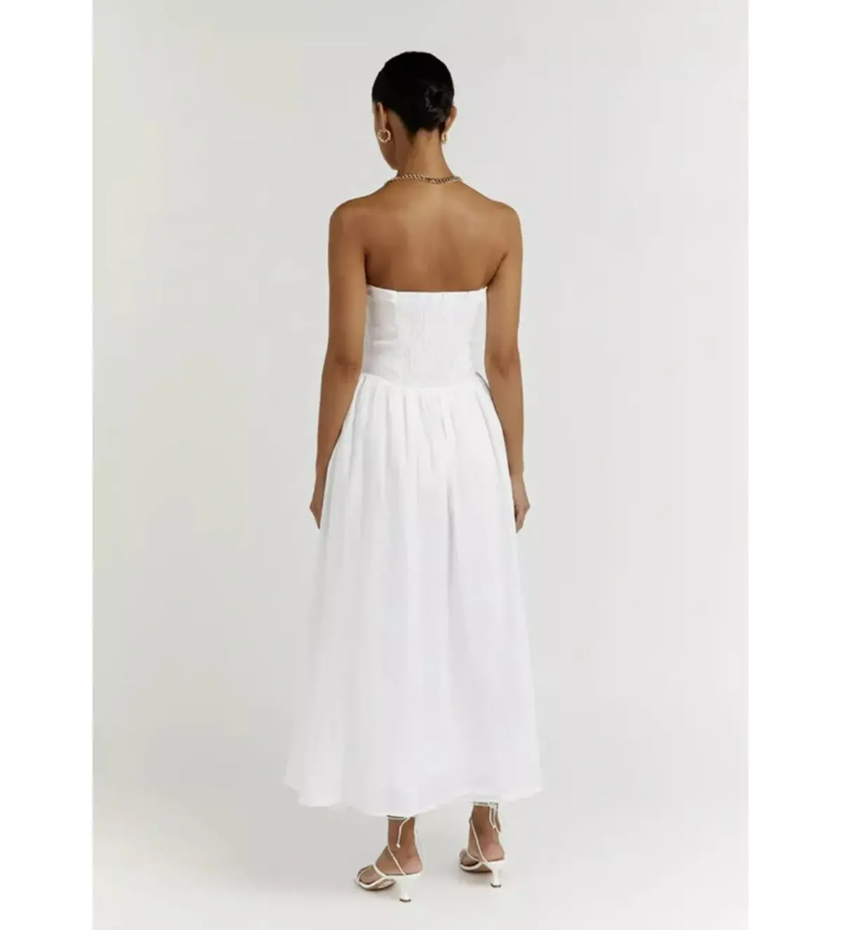 Dissh Lexi Linen Midi Dress White Size AU 10 - Image 3