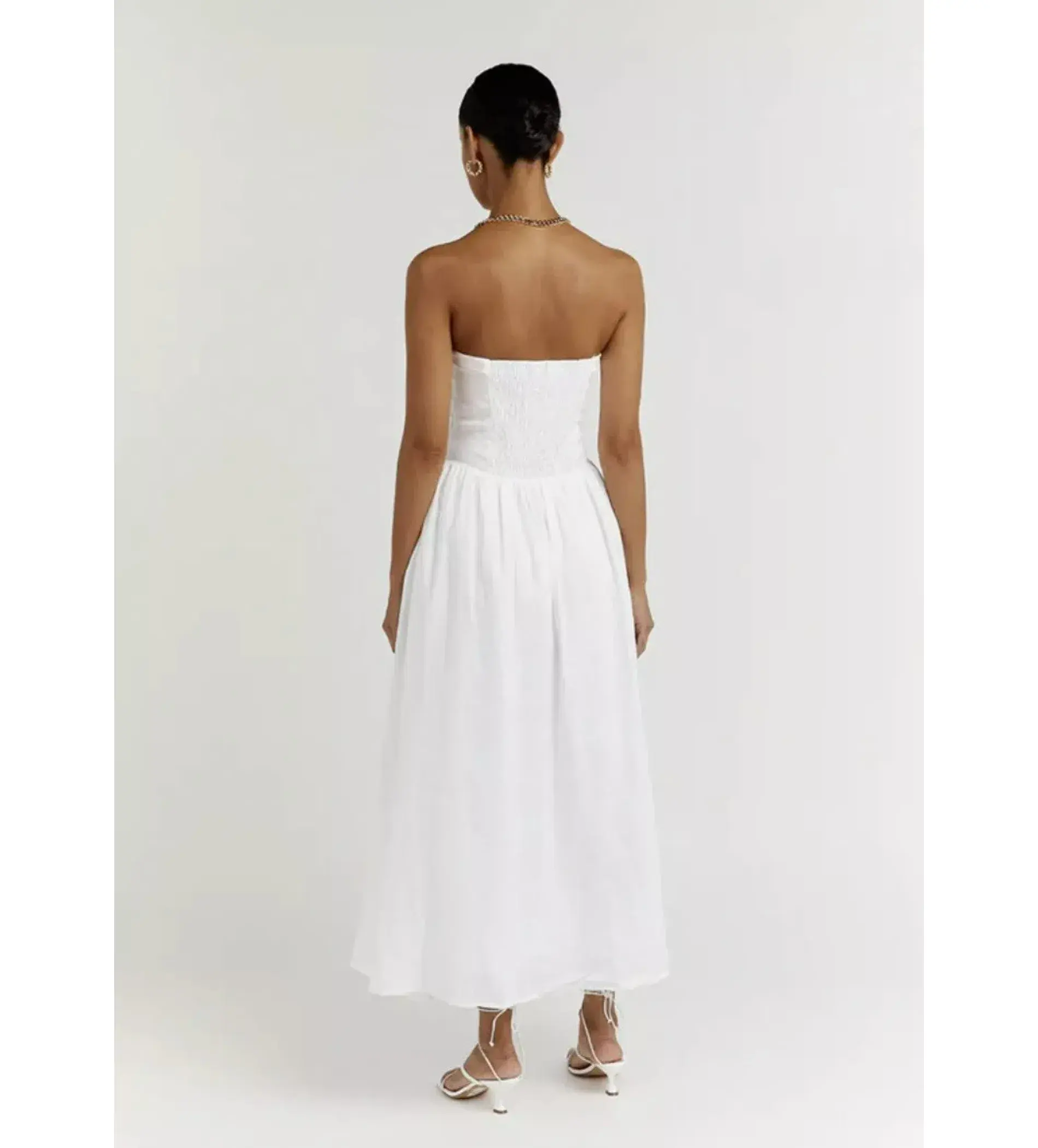 Dissh Lexi Linen Midi Dress White Size AU 10 - Image 3