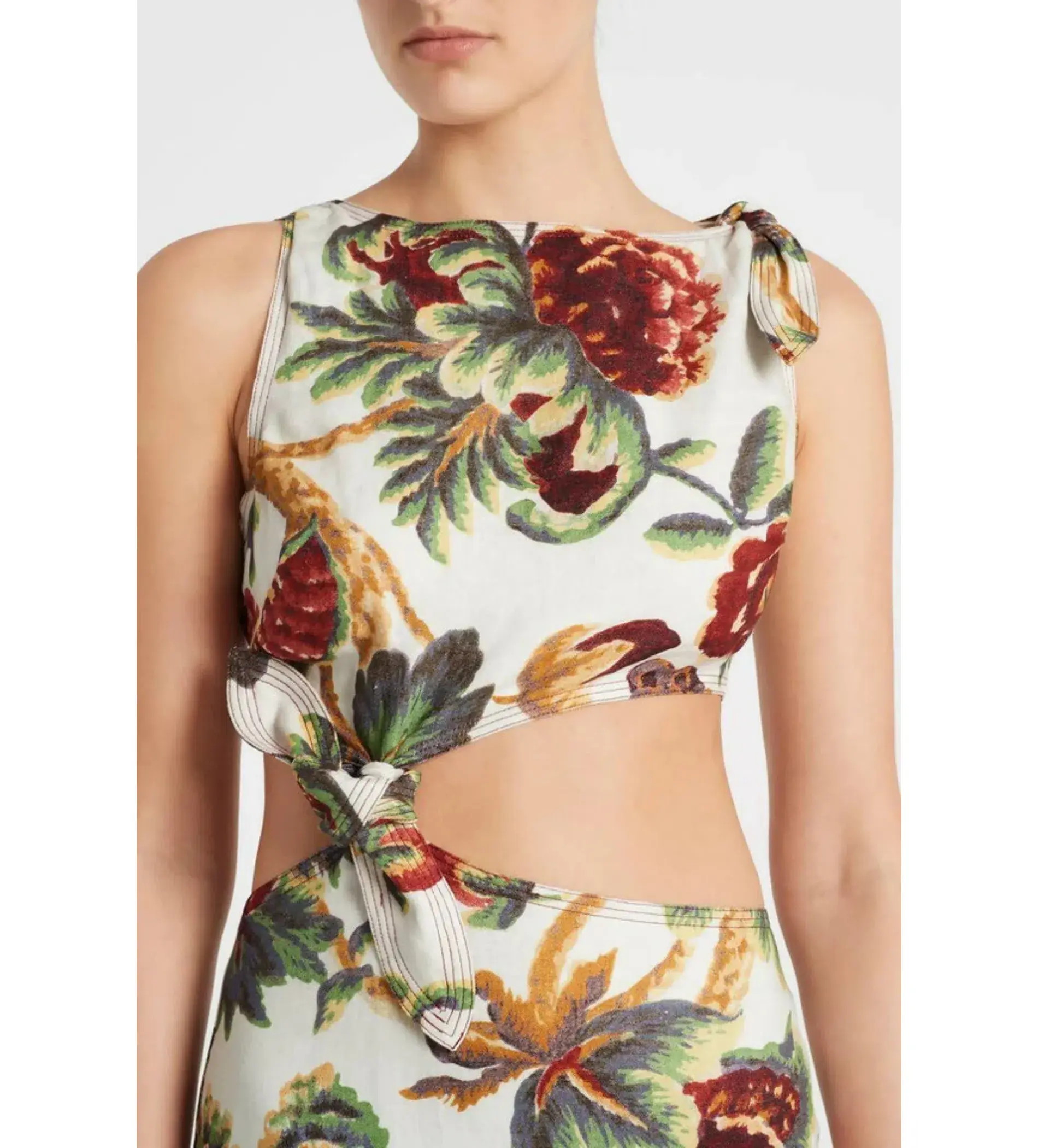 Sir The Label Ambroise Knot Midi Dress Floral Print Size 0 / AU 6  - Image 2