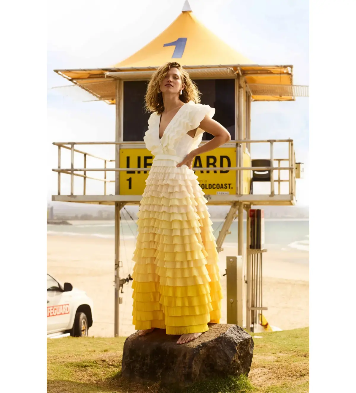 Aje Reflection Ombre Gown in Ivory/Acacia Yellow Size AU 16 - Image 1