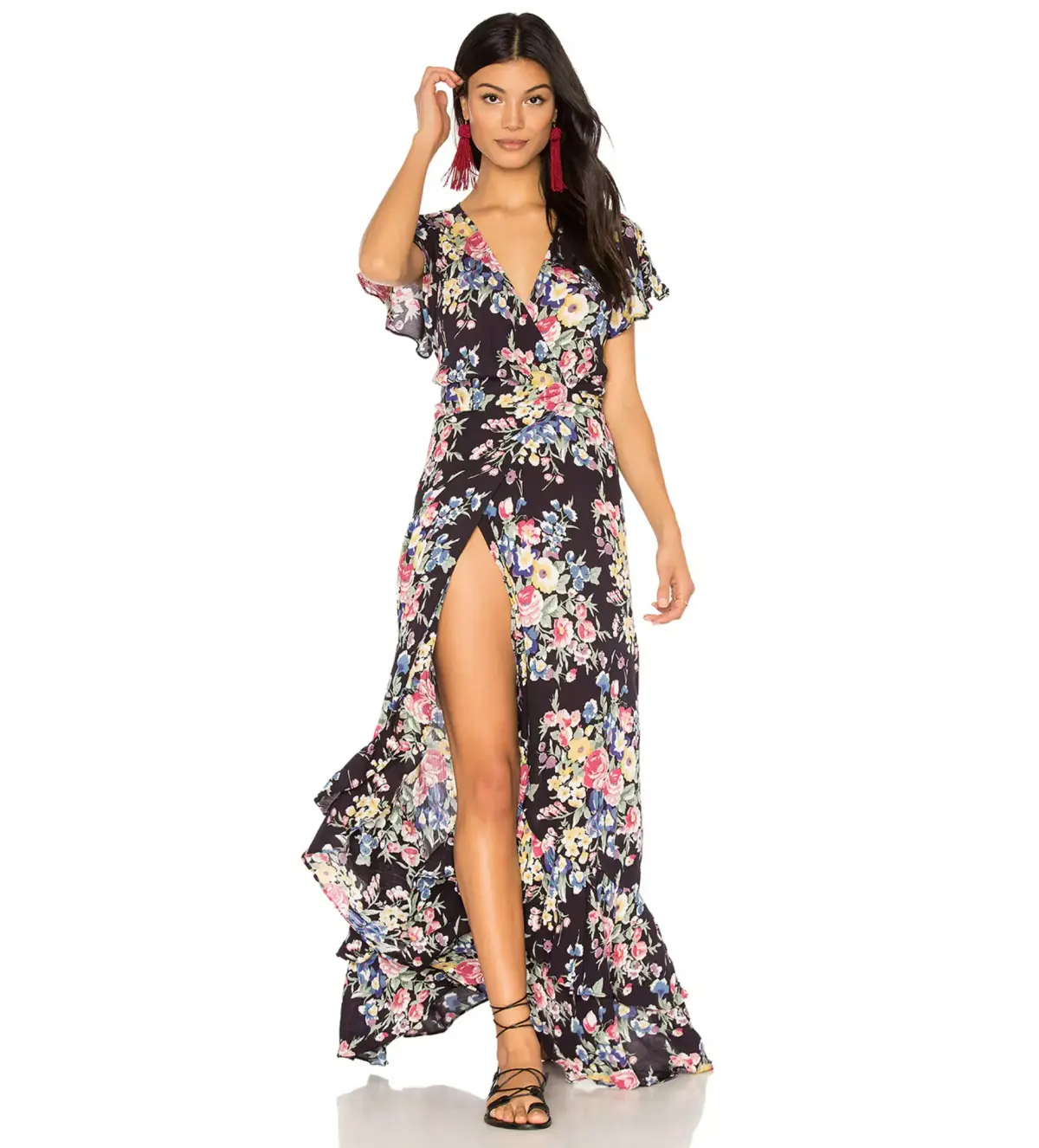 Auguste The Label Beach House Frill Wrap Dress in Bambi Bloom Black Size AU 8  - Image 1
