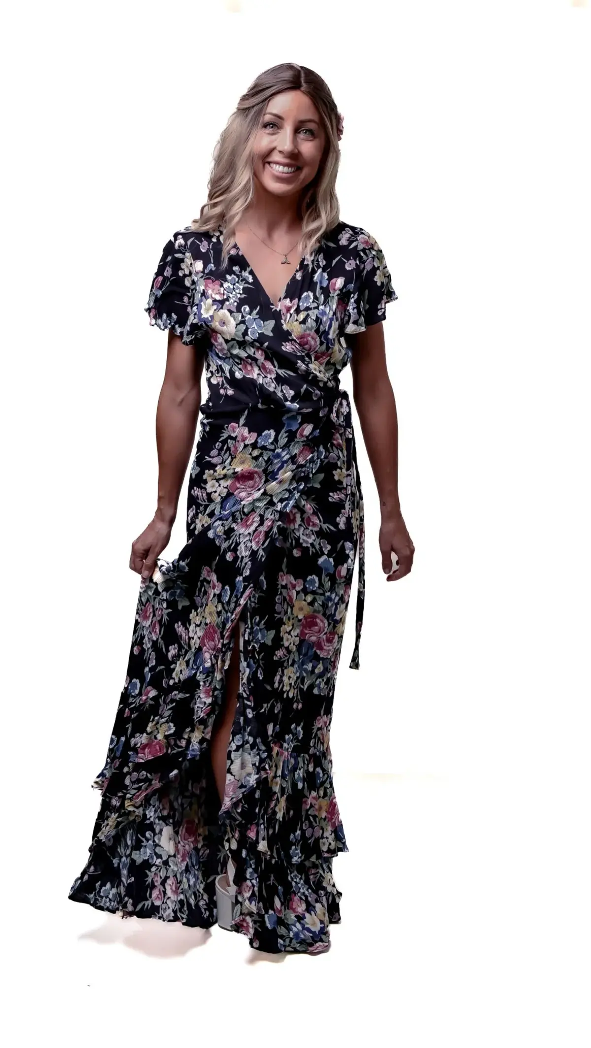 Auguste The Label Beach House Frill Wrap Dress in Bambi Bloom Black Size AU 8  - Image 5