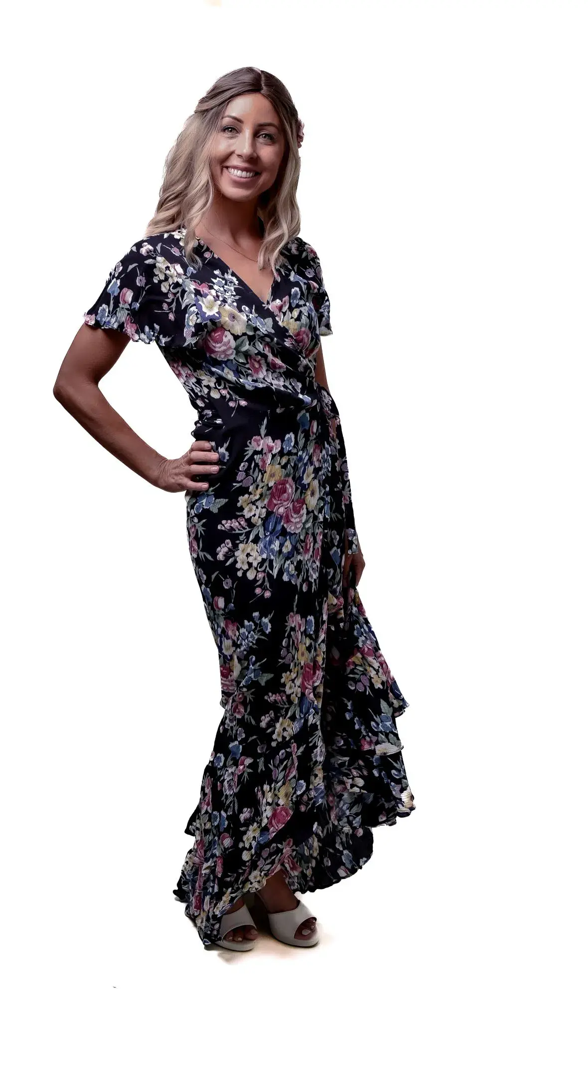 Auguste The Label Beach House Frill Wrap Dress in Bambi Bloom Black Size AU 8  - Image 7