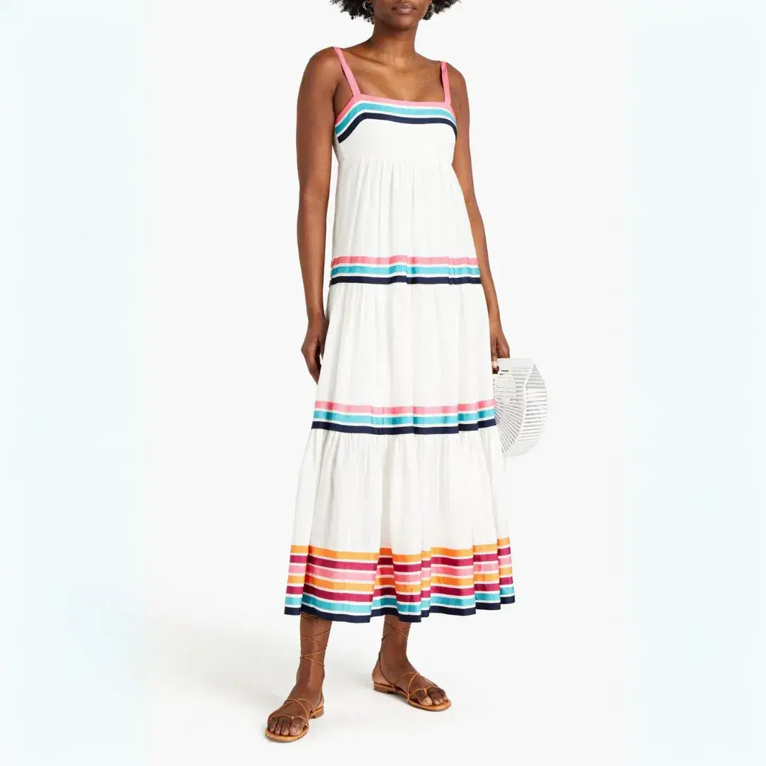Zimmermann Lulu Tiered Ribbon Dress Stripe Size 0 / AU 8 - Image 1