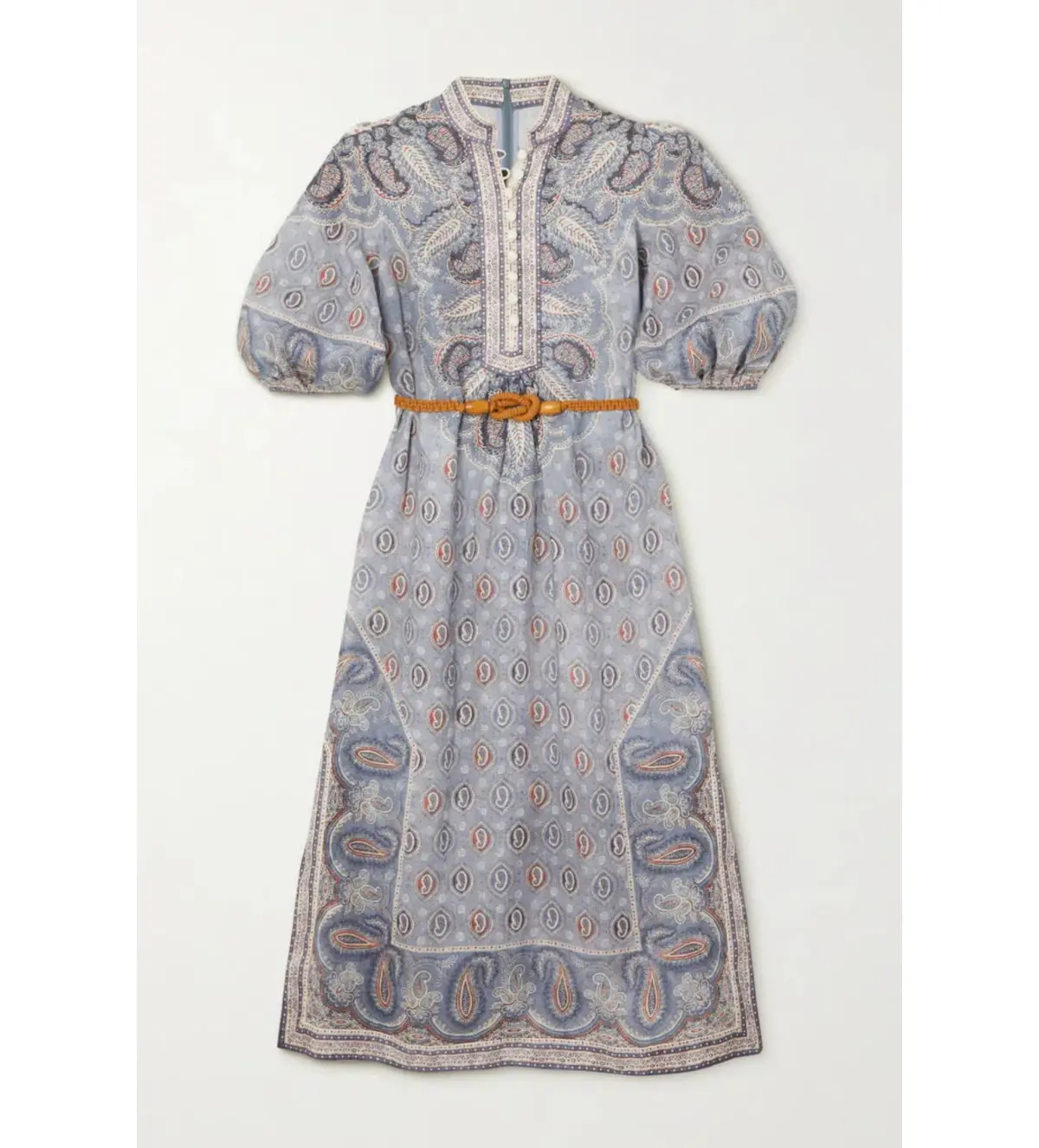 Zimmermann Vitali Paisley Linen Dress in Blue Size 3 / AU 14   - Image 4