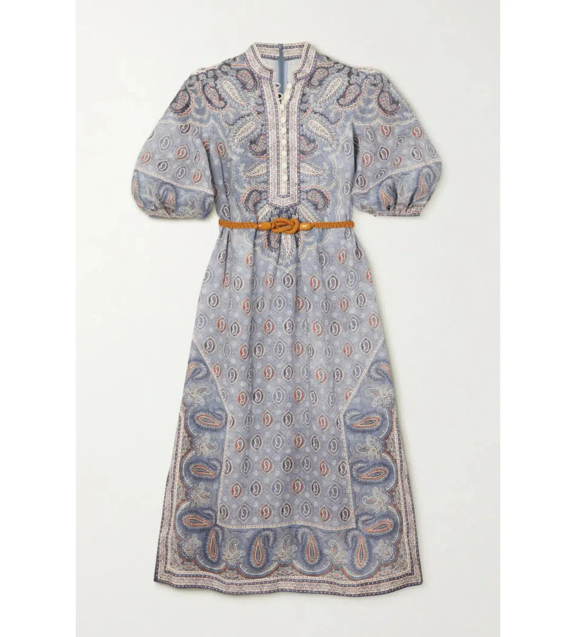 Zimmermann Vitali Paisley Linen Dress in Blue Size 3 / AU 14   - Image 4