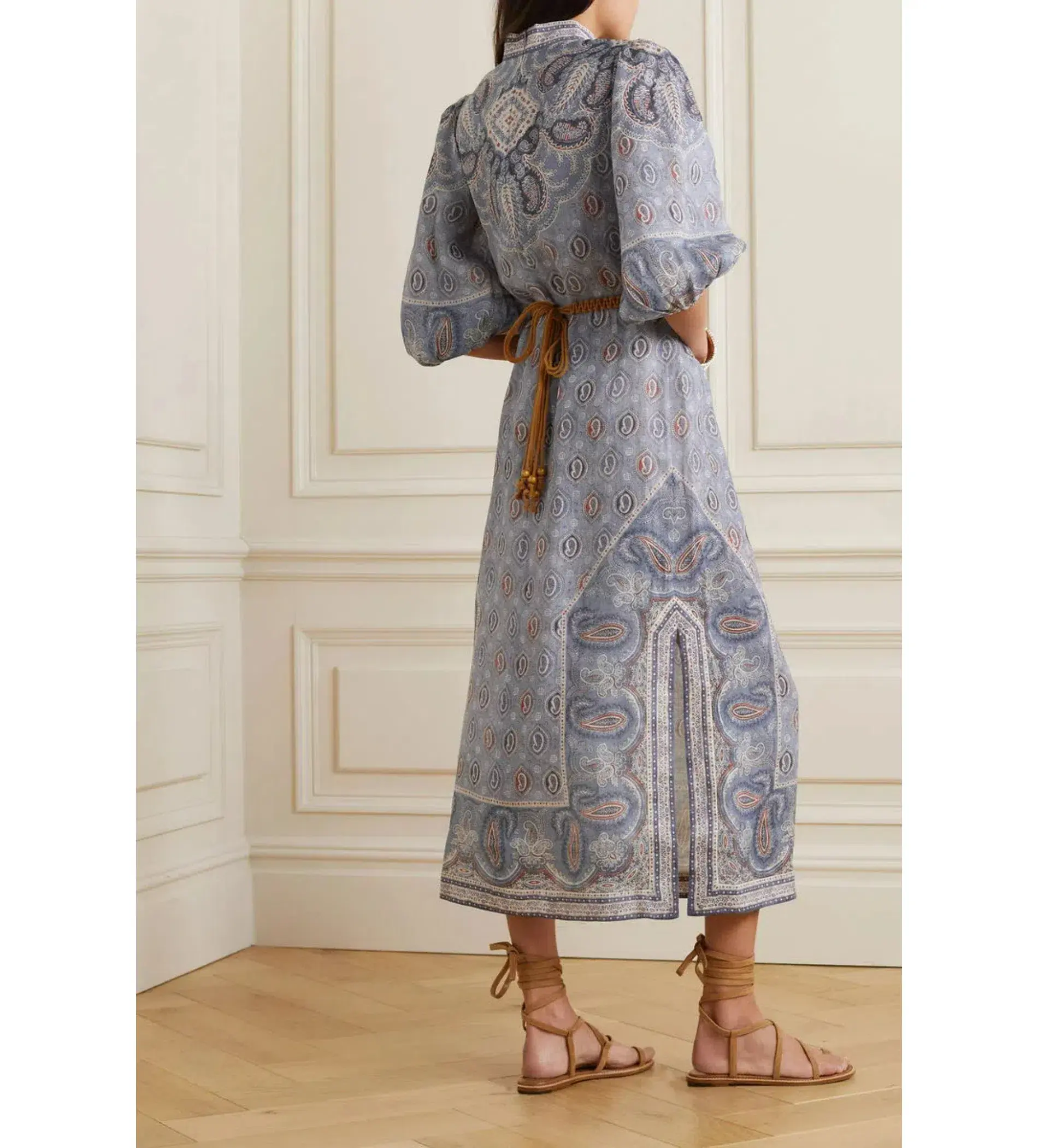 Zimmermann Vitali Paisley Linen Dress in Blue Size 3 / AU 14   - Image 2