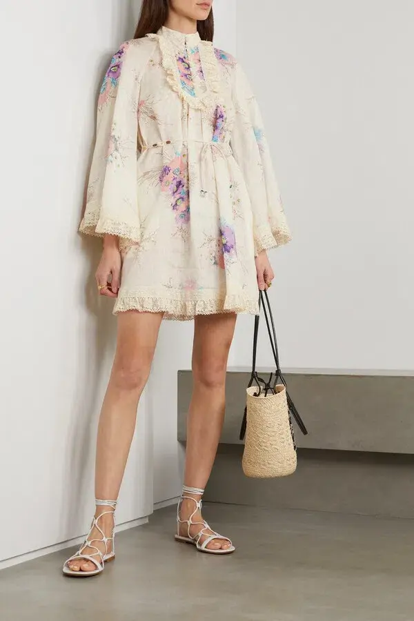 Zimmermann The Jude Lace Trim Swing Dress in Bright Floral Size 4 / AU 16 - Image 1