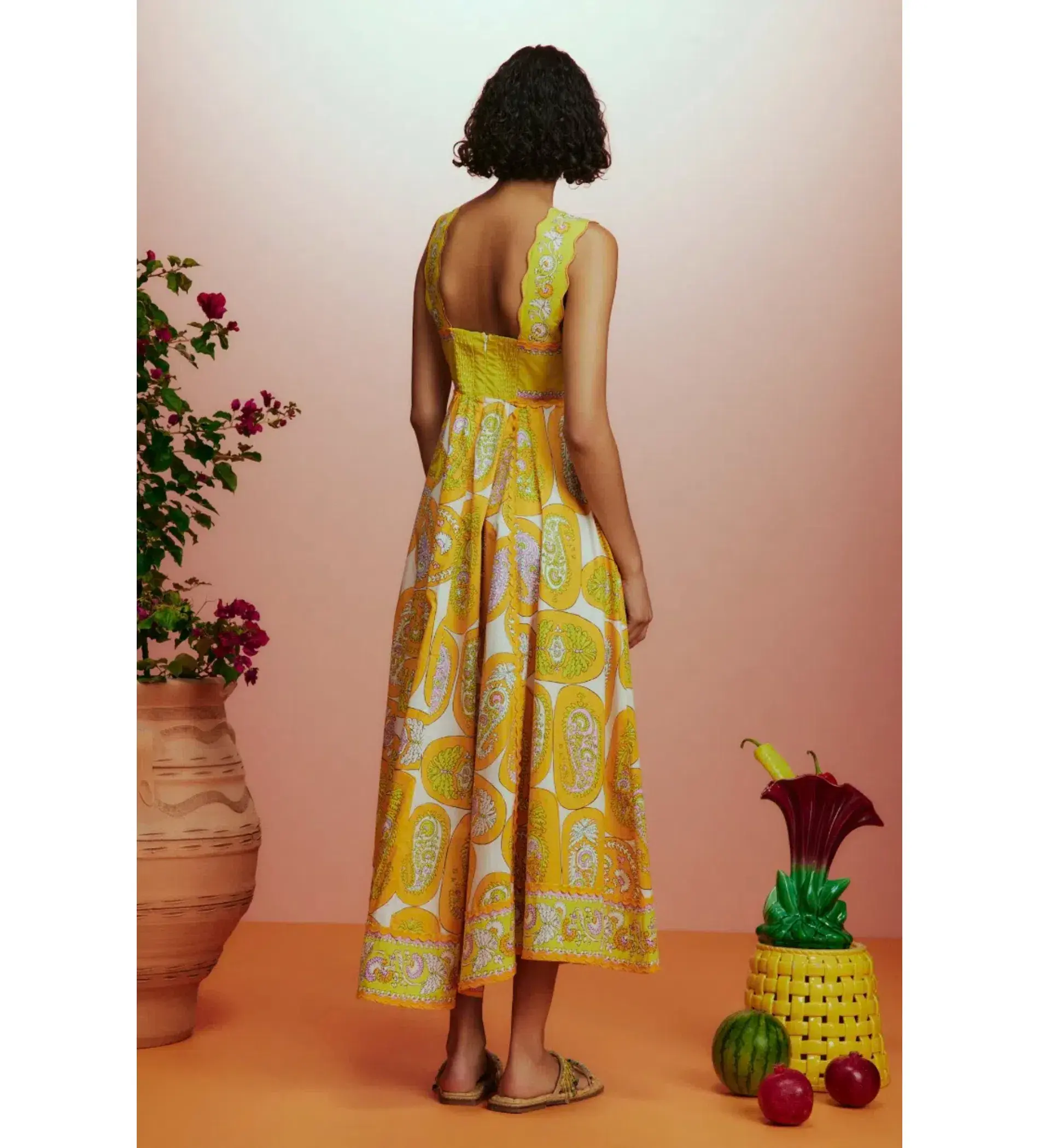 Alemais Diana Summer Dress Yellow Floral Size AU 8 - Image 3