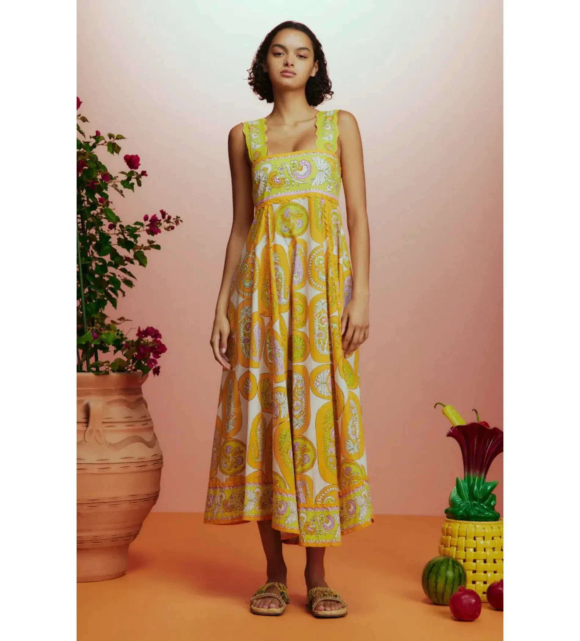 Alemais Diana Summer Dress Yellow Floral Size AU 10 - Image 1