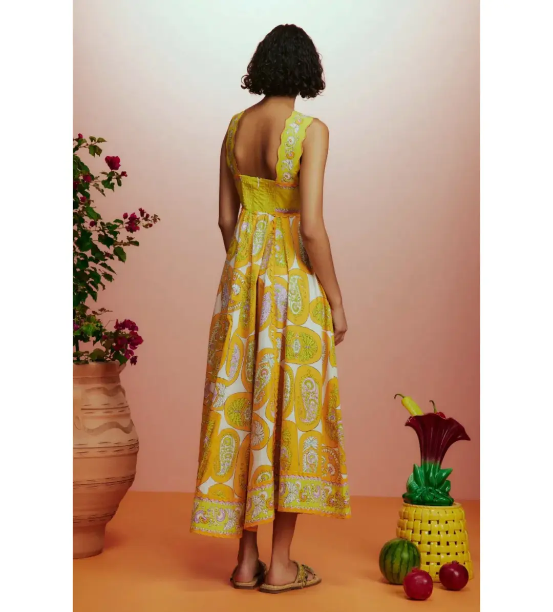 Alemais Diana Summer Dress Yellow Floral Size AU 10 for rent on The Volte - main image