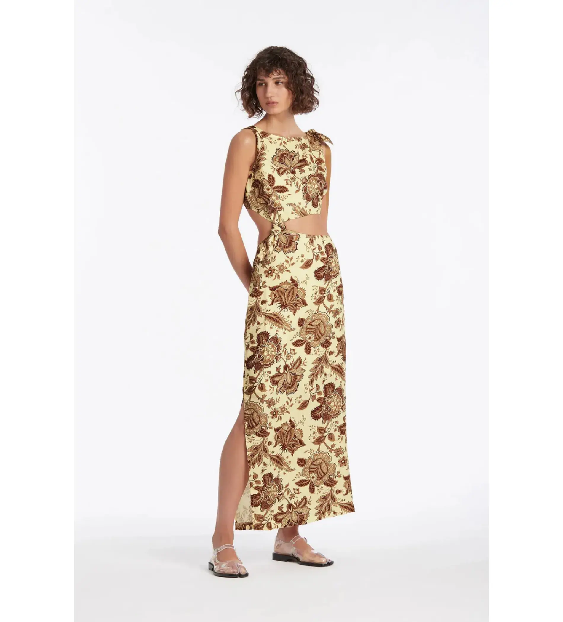Sir The Label Rei Knot Midi Dress in Citrus Lilium Print Size 0 / AU 8  - Image 1