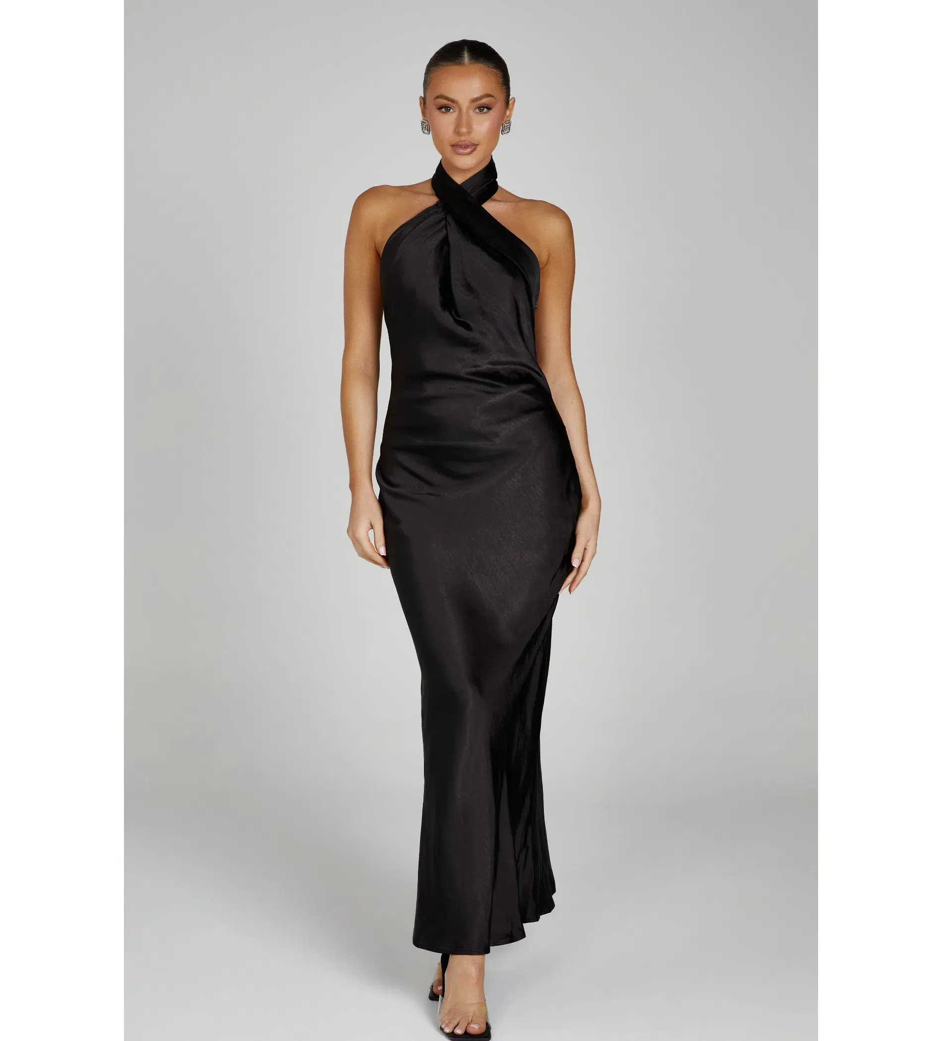 Meshki Laura Halter Satin Gown Black Size S/Au 8  - Image 1