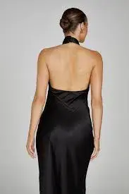 Meshki Laura Halter Satin Gown Black Size S/Au 8  for rent on The Volte - main image