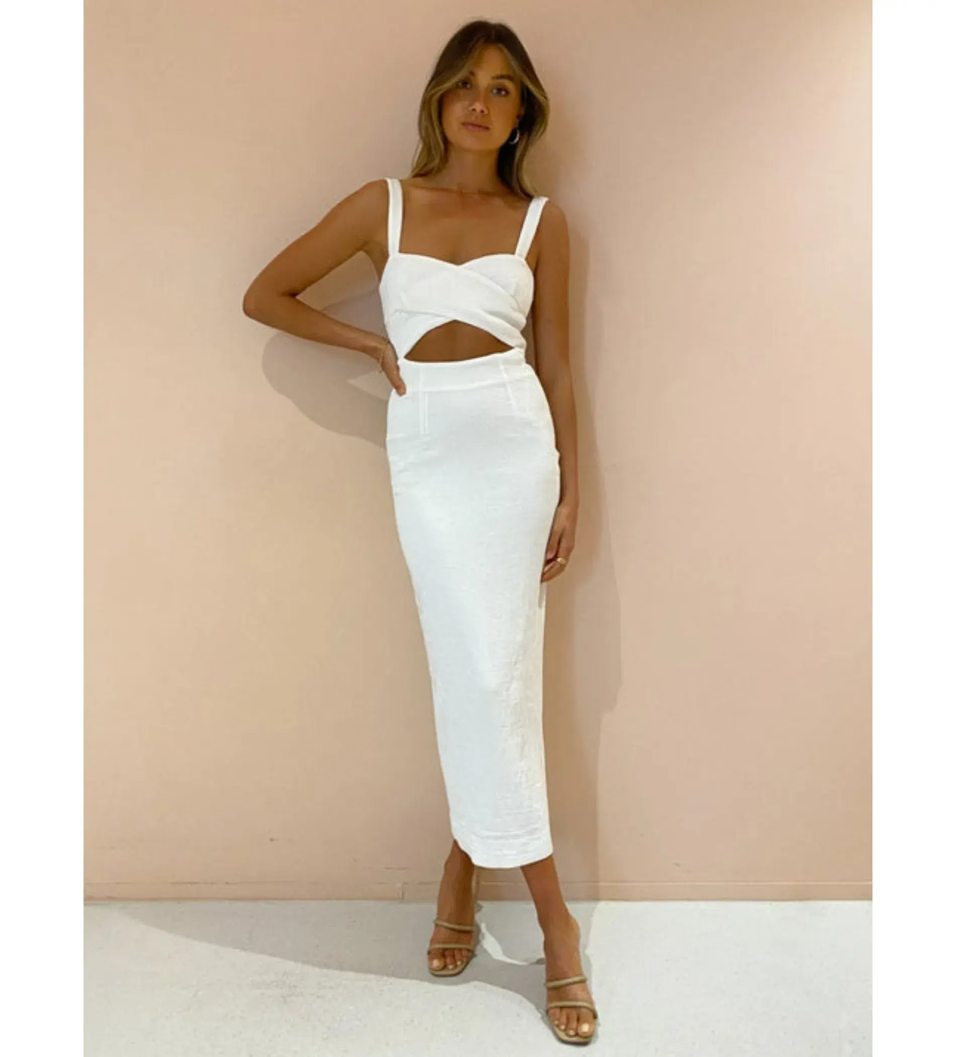 Shona Joy Simone Cut Out Dress In White Size 10 - Image 1