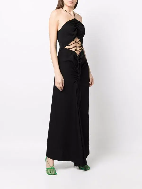 Christopher Esber Lattice Waist  Tie Dress Black Size 6 - Image 2