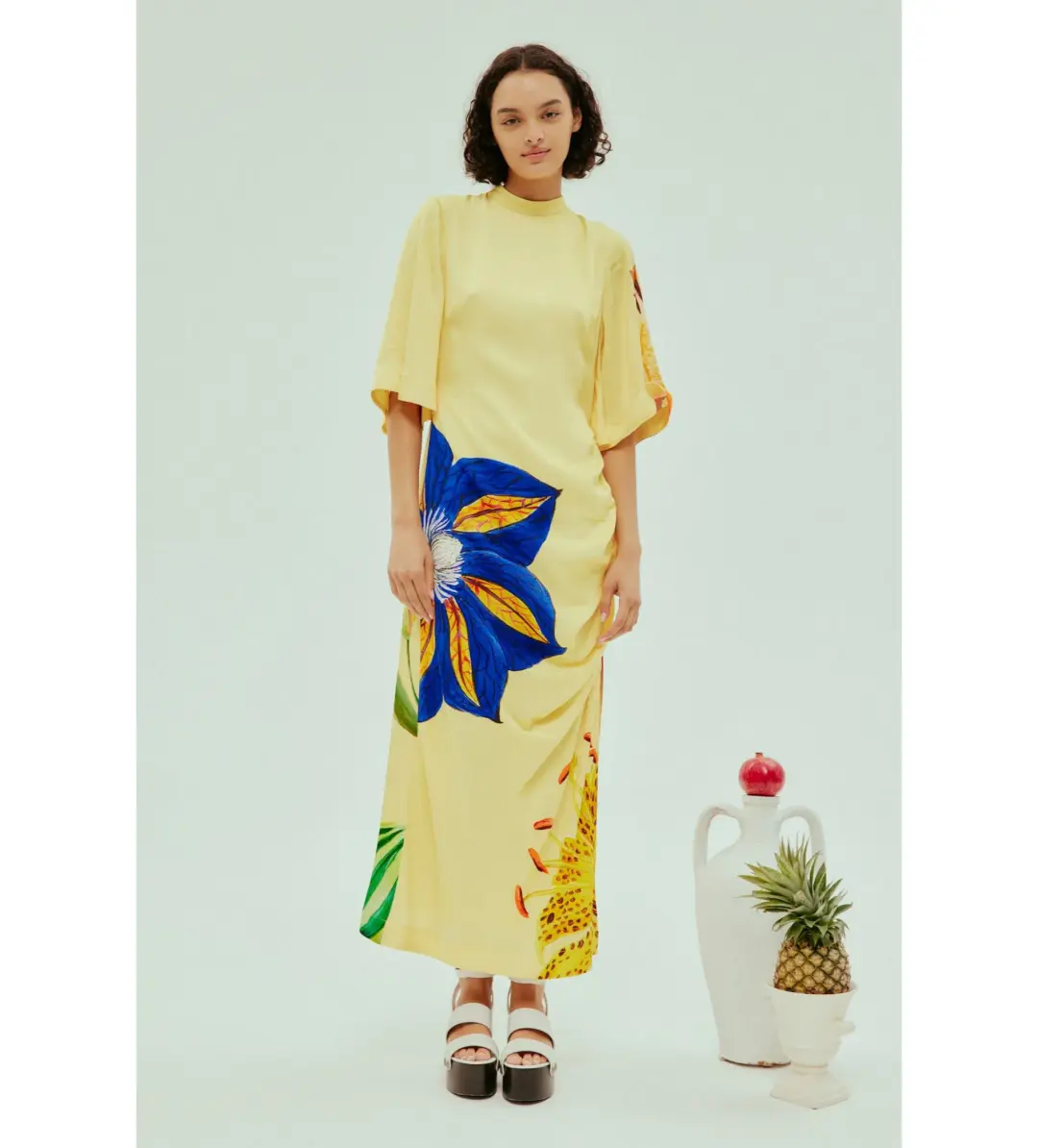 Alémais Dahlia Midi Dress Yellow Size 14 for rent on The Volte - main image