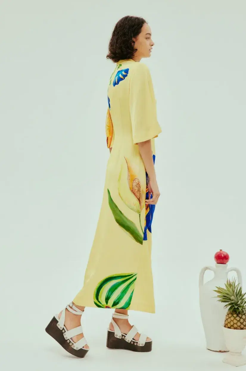 Alémais Dahlia Midi Dress Yellow Size 14 for rent on The Volte - main image