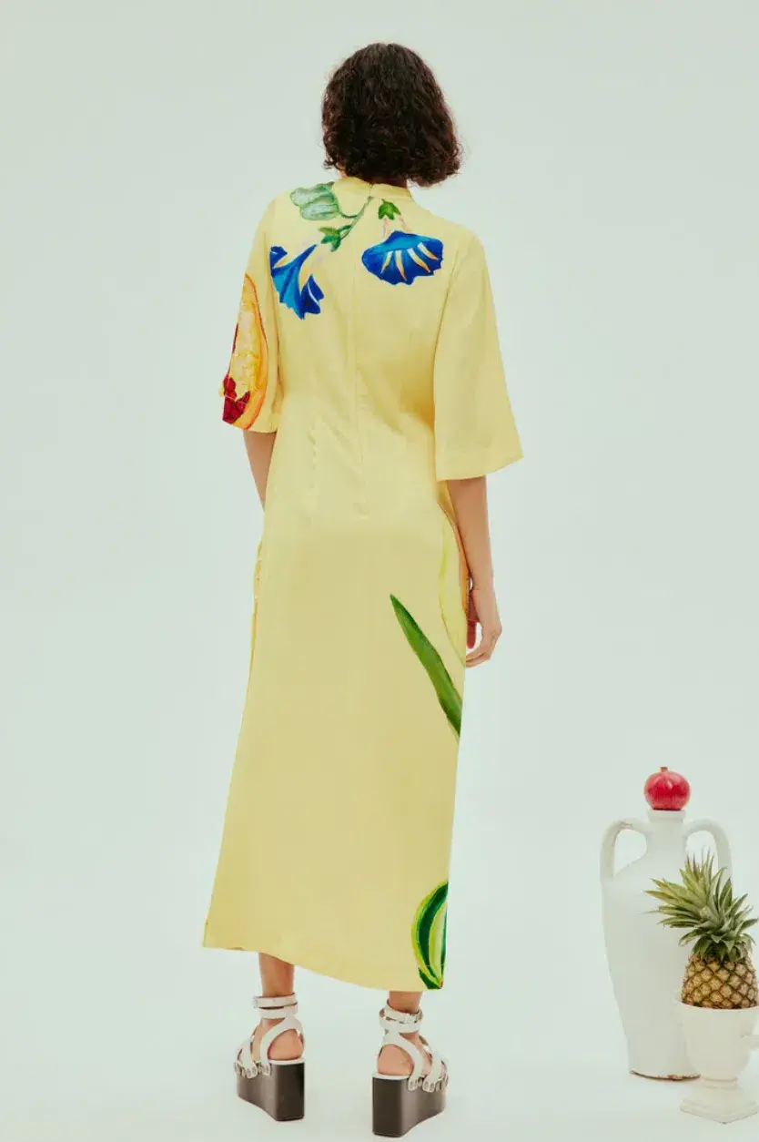 Alémais Dahlia Midi Dress Yellow Size 14 for rent on The Volte - main image