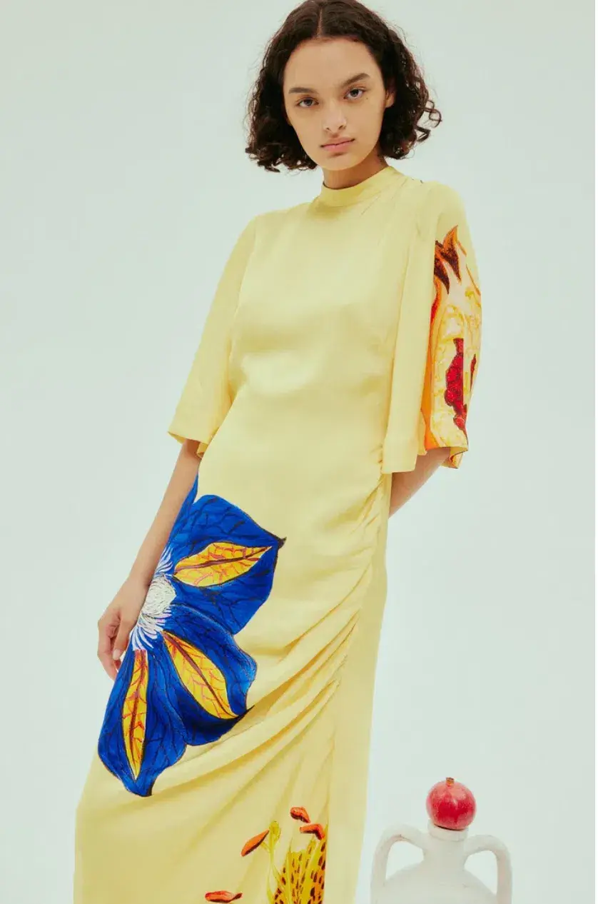 Alémais Dahlia Midi Dress Yellow Size 14 for rent on The Volte - main image