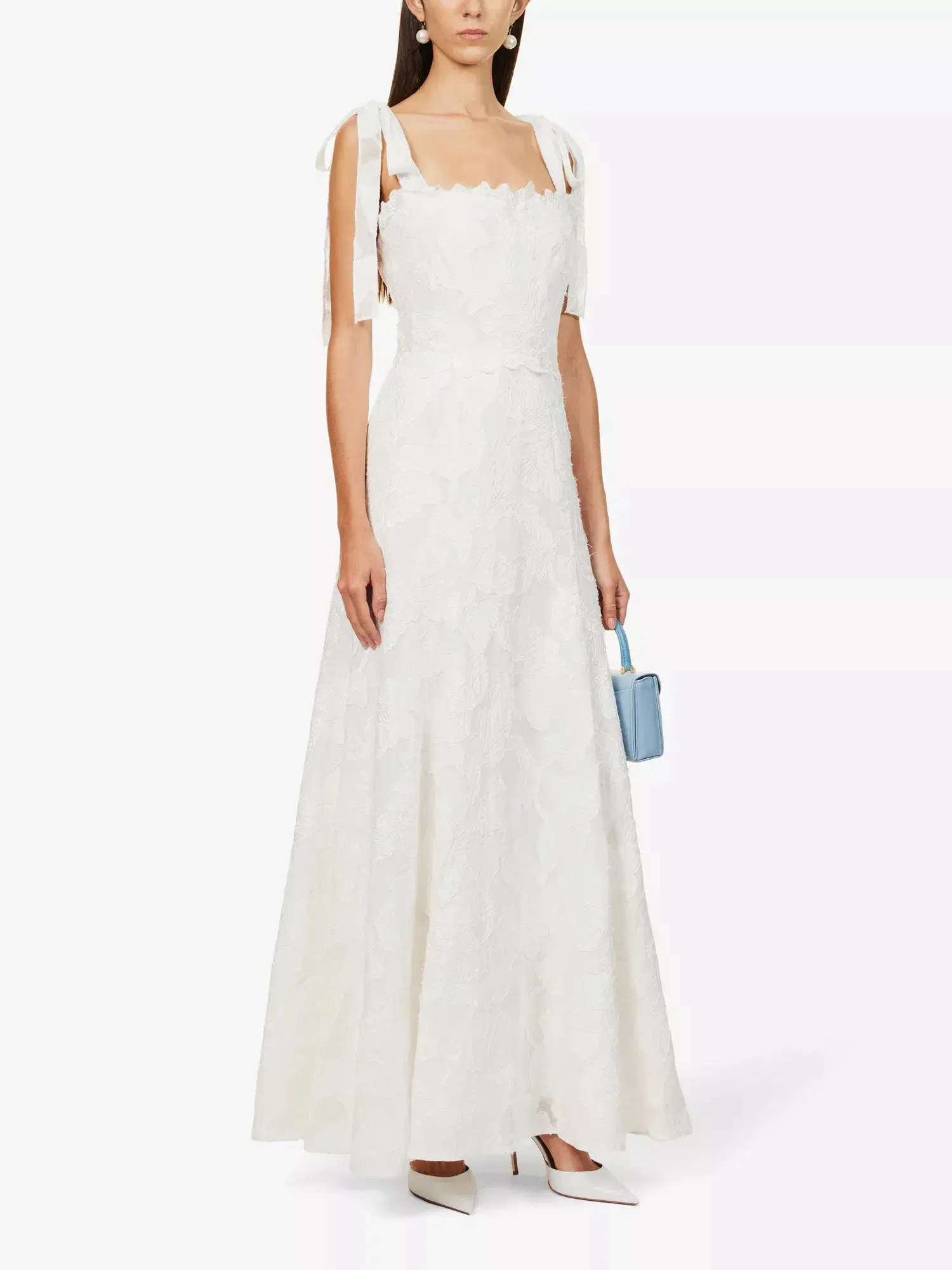 Rachel Gilbert Emilia Floral Lace Maxi Dress Ivory Size 12 - Image 1