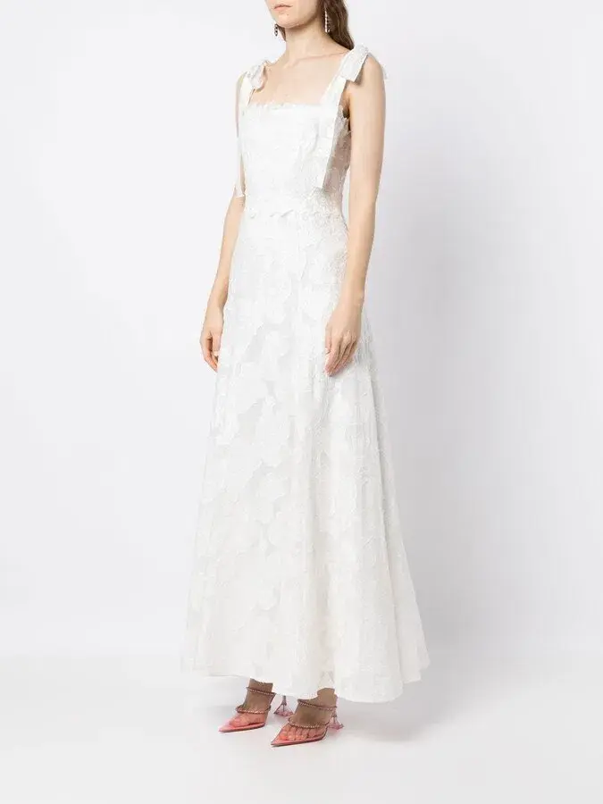 Rachel Gilbert Emilia Floral Lace Maxi Dress Ivory Size 12 - Image 4