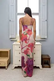 WIth Harper Lu Slip Dress - Mesh Fuchsia Bloom size M - Image 4
