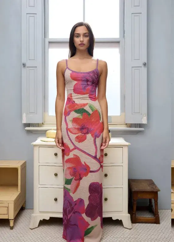 WIth Harper Lu Slip Dress - Mesh Fuchsia Bloom size M - Image 3
