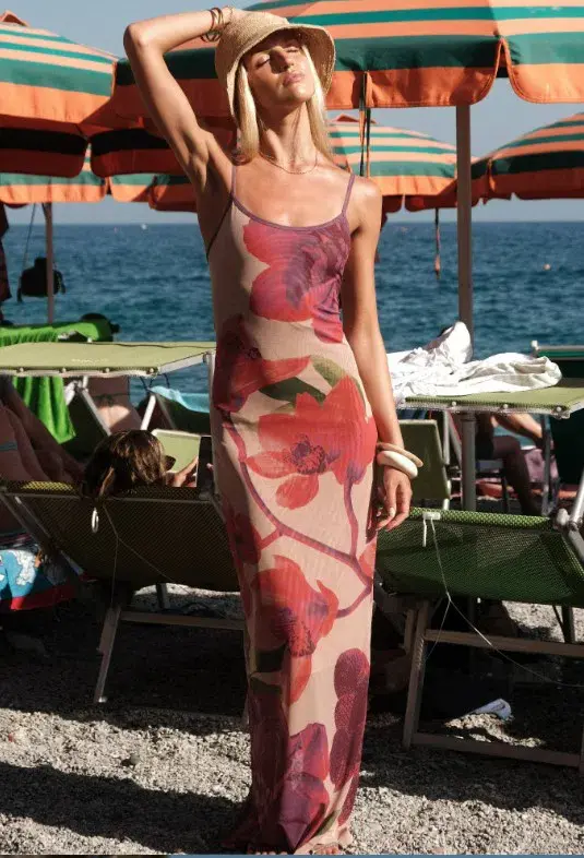 WIth Harper Lu Slip Dress - Mesh Fuchsia Bloom size M - Image 1