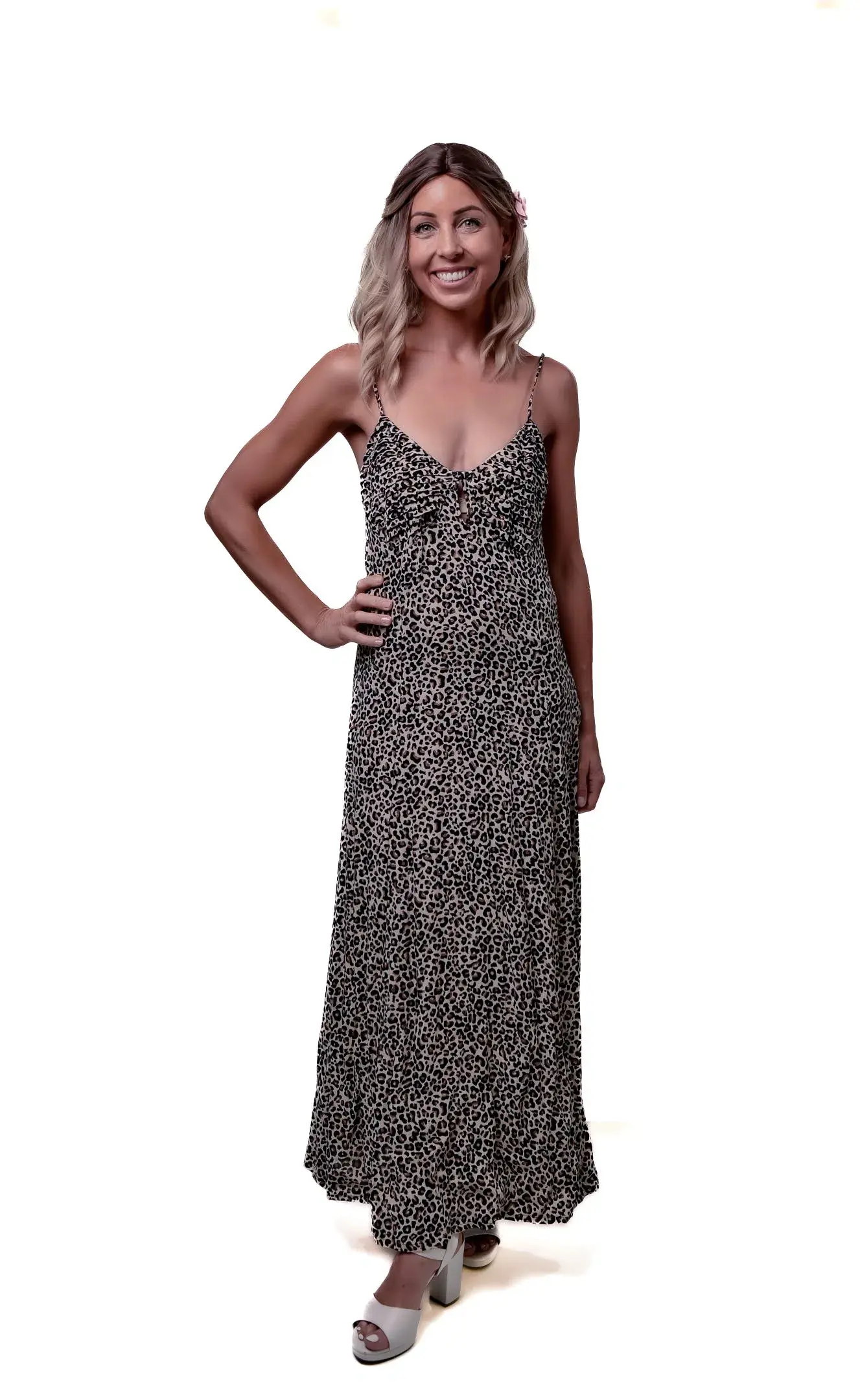 RUE STIIC BIANCA LEOPARD SLIP MIDI DRESS SIZE S / AU 8 - Image 1