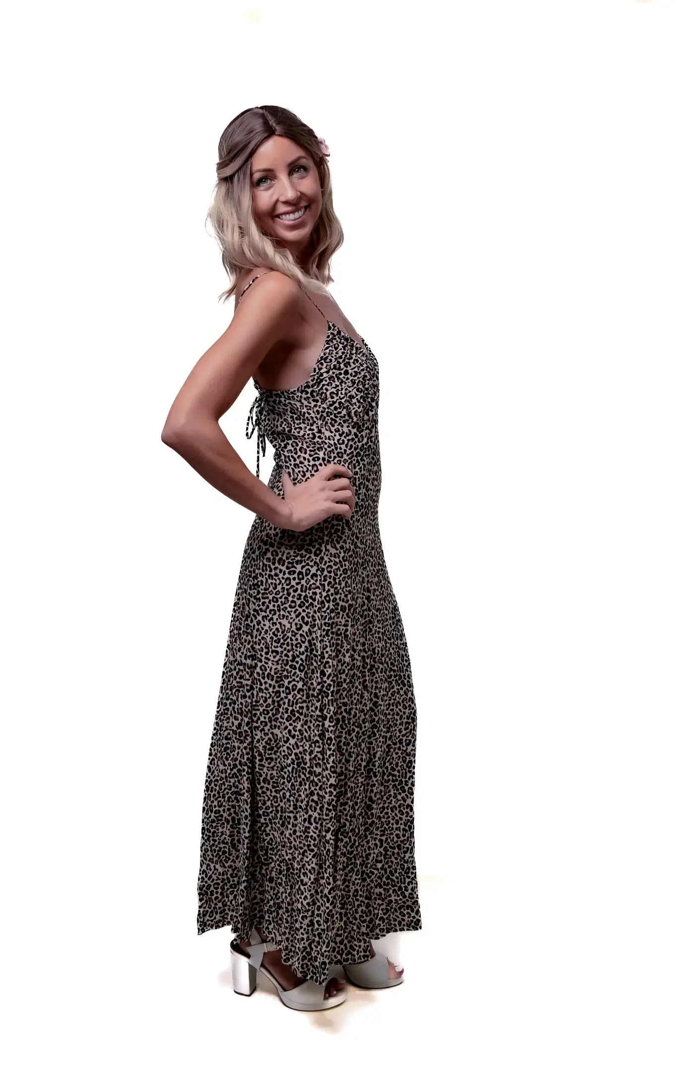 RUE STIIC BIANCA LEOPARD SLIP MIDI DRESS SIZE S / AU 8 - Image 3