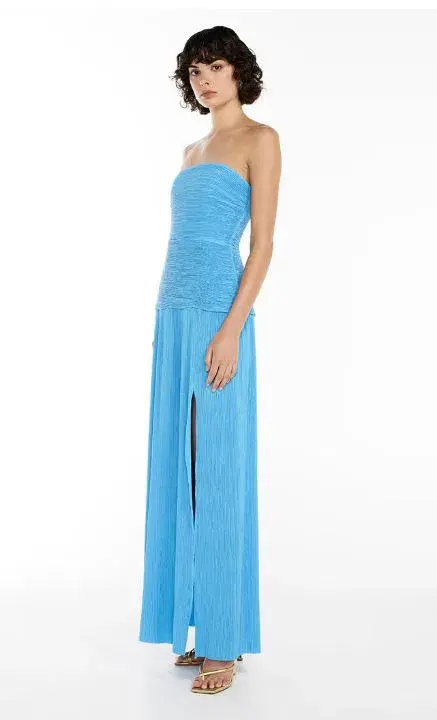 Manning Cartell Double Time Pleat Strapless Dress in Cerulean Blue Size 6 for rent on The Volte - main image