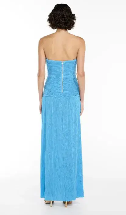 Manning Cartell Double Time Pleat Strapless Dress in Cerulean Blue Size 8 - Image 4