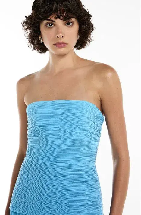 Manning Cartell Double Time Pleat Strapless Dress in Cerulean Blue Size 8 - Image 3