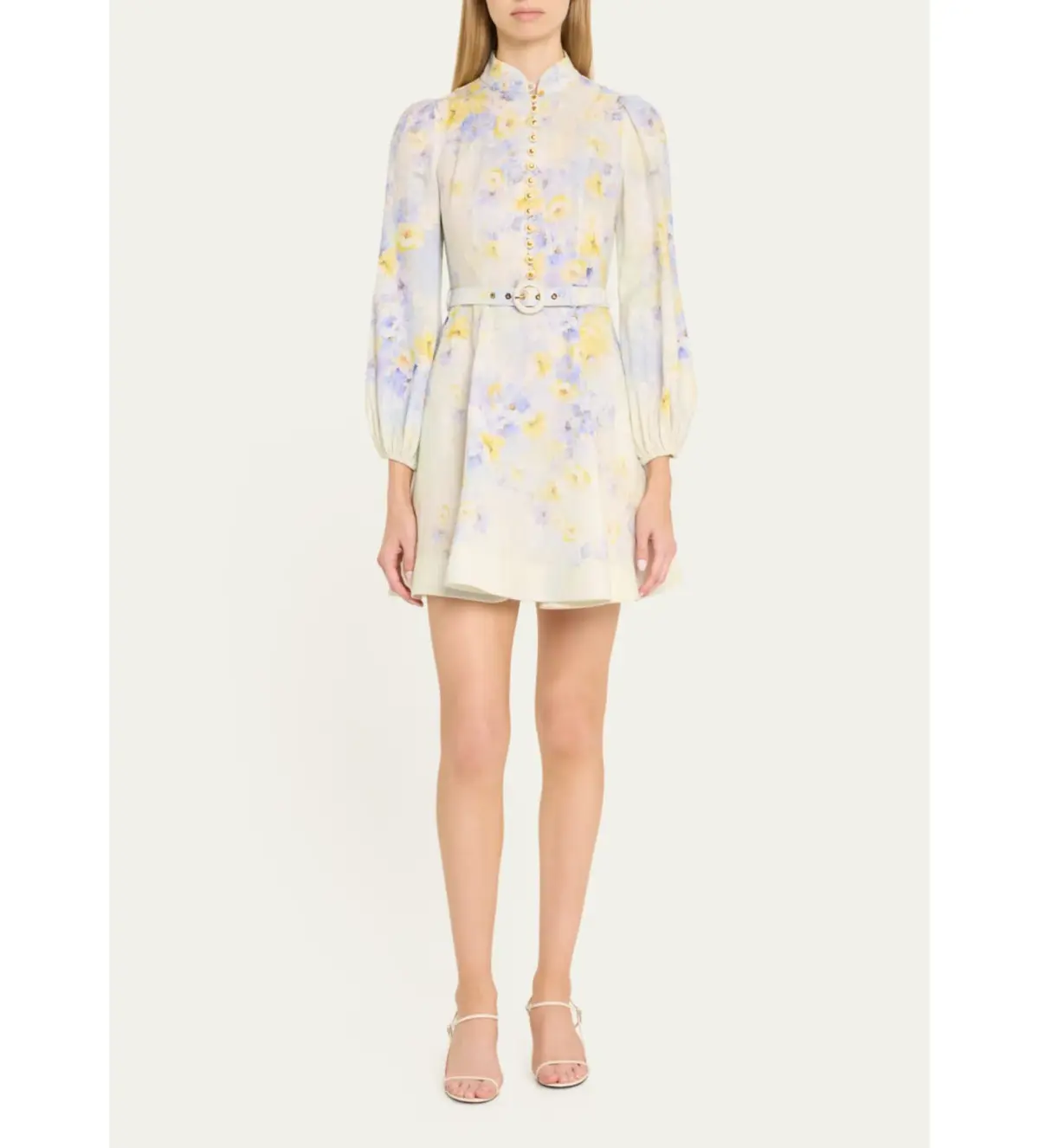 Zimmermann The Crush Buttoned Mini Dress in Lilac Floral Size 1/Au 10  - Image 1