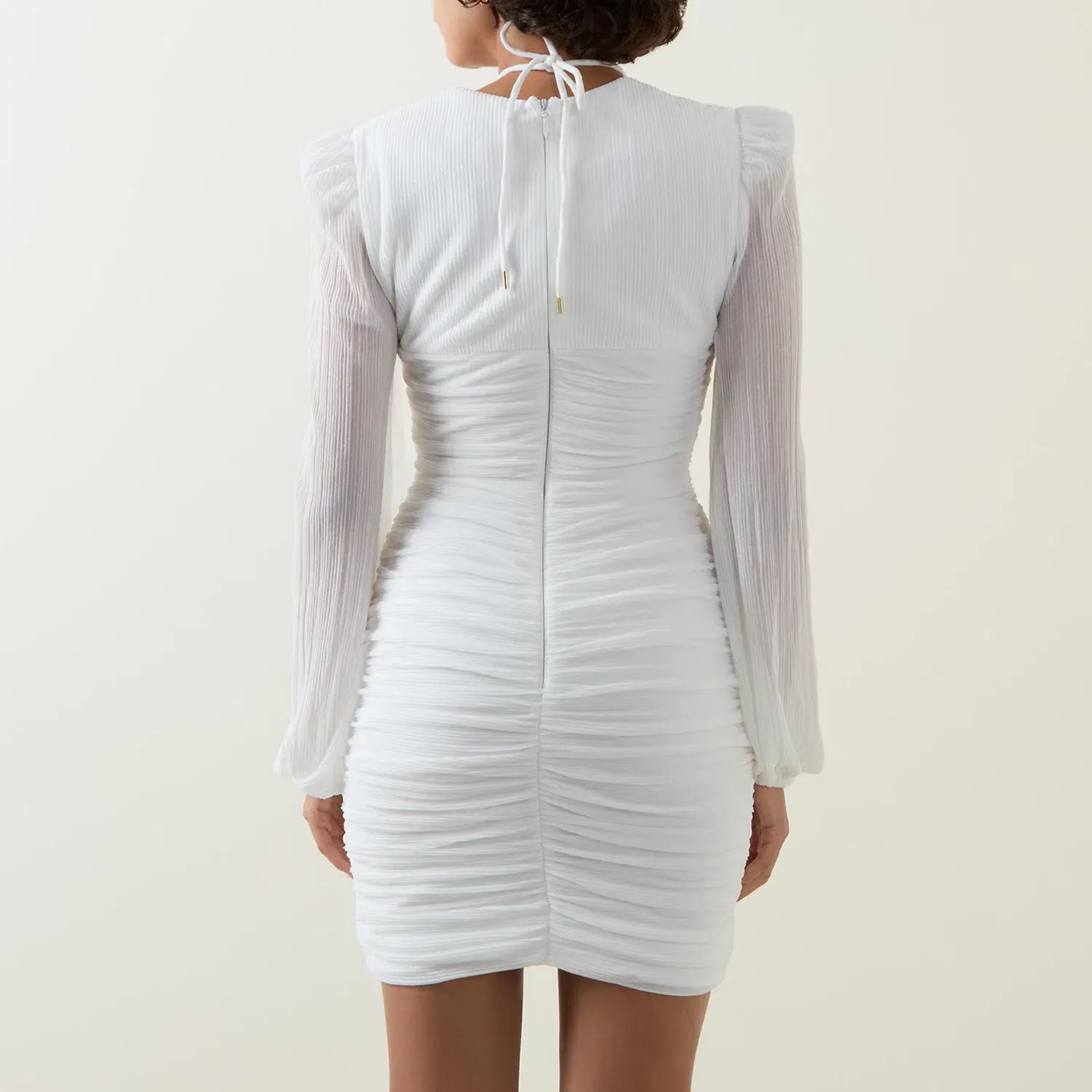 Rebecca Vallance Guinevere Gathered Woven Mini Dress White Size 10 - Image 4