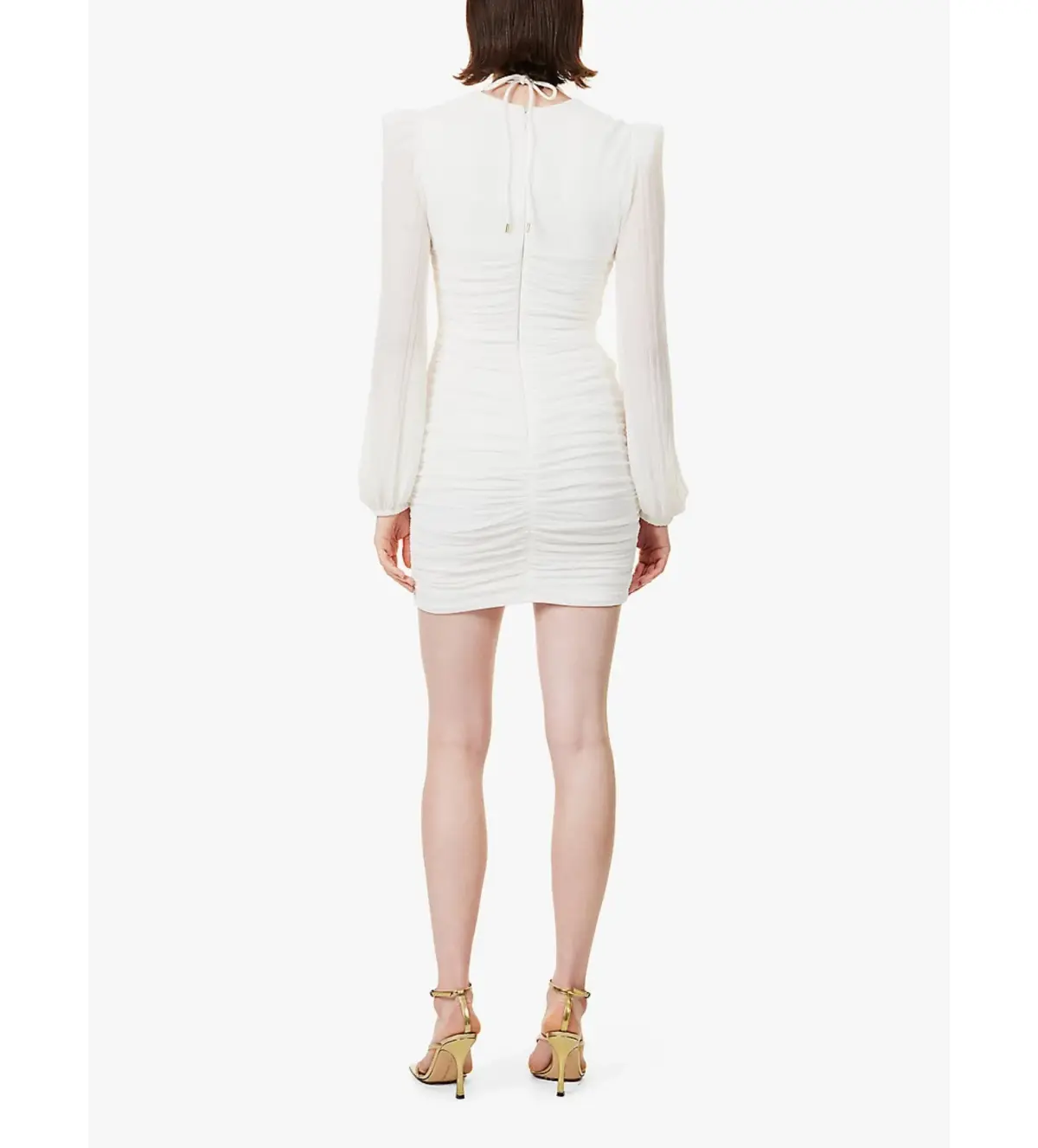 Rebecca Vallance Guinevere Gathered Woven Mini Dress White Size 12 - Image 4