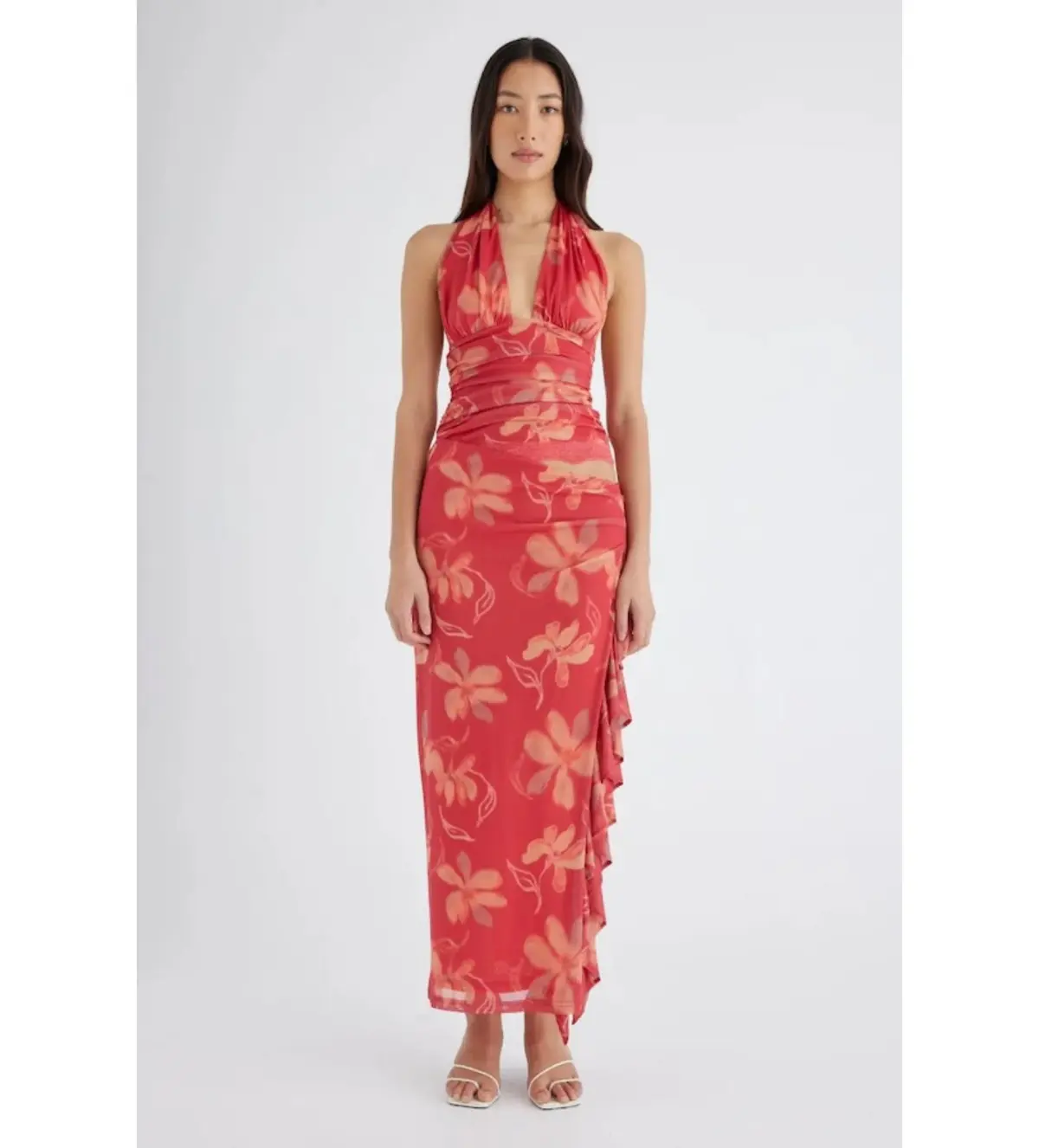 Benni Penelope Halter Maxi Dress Hibiscus Floral Size 6 - Image 1