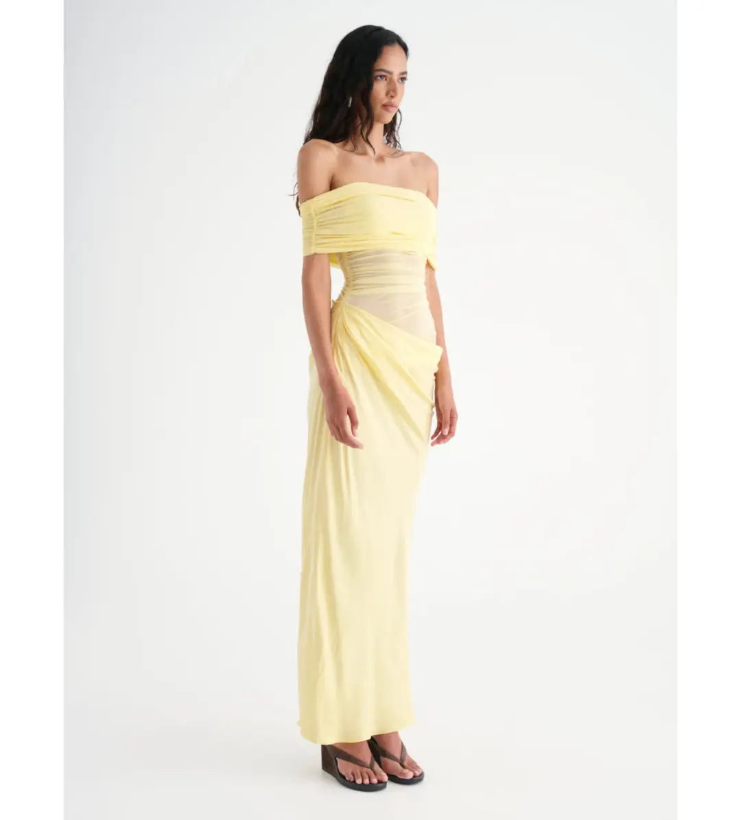 Benni Nico Off Shoulder Maxi Dress Yellow Size 6 for rent on The Volte - main image