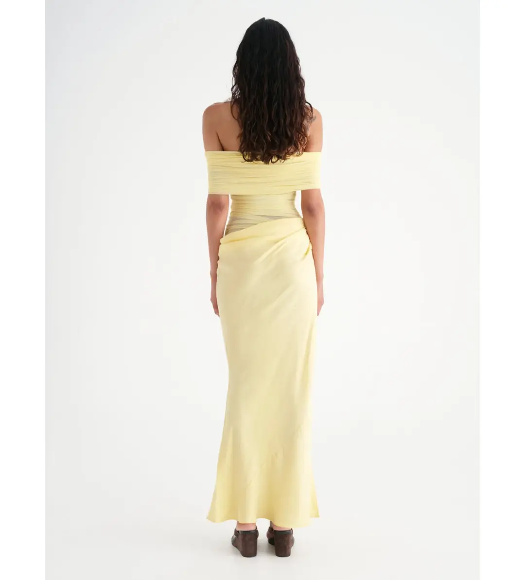 Benni Nico Off Shoulder Maxi Dress Yellow Size 6 for rent on The Volte - main image