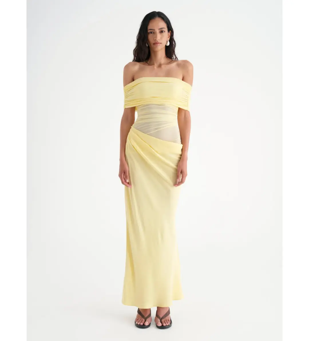 Benni Nico Off Shoulder Maxi Dress Yellow Size 6 for rent on The Volte - main image