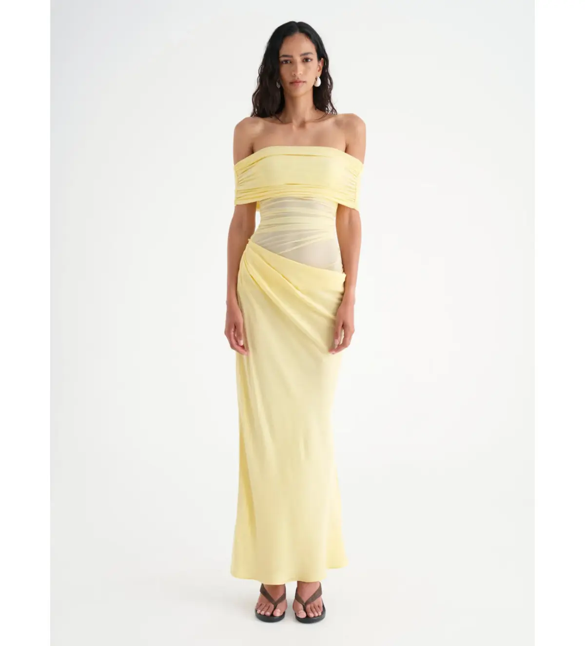 Benni Nico Off Shoulder Maxi Dress Yellow Size 6 - Image 1