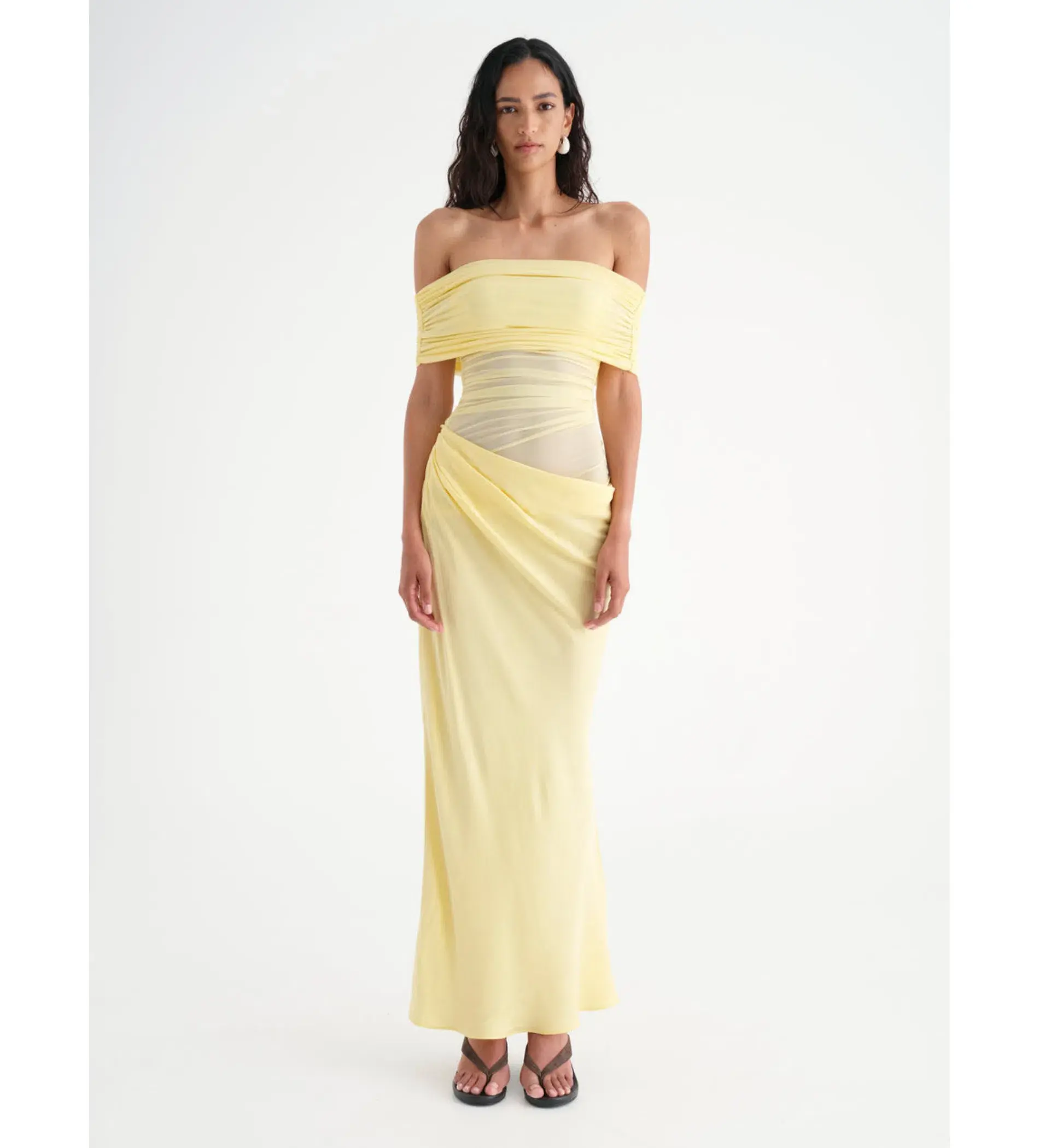 Benni Nico Off Shoulder Maxi Dress Yellow Size 6 - Image 1